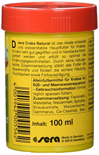 Sera Crabs Natural – Alimento Completo en anillas, para cangrejos de agua dulce, salada y cangrejos ermitaños de tierra