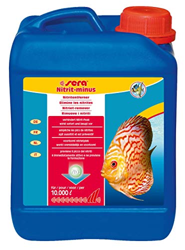 Sera Nitrit-Minus 2,5 litros. Purificador de Agua para Acuario, Ayuda inmediata contra nitritos, Elimina hasta 1,5 MG/l de nitrito por dosis previene el nitritpeak