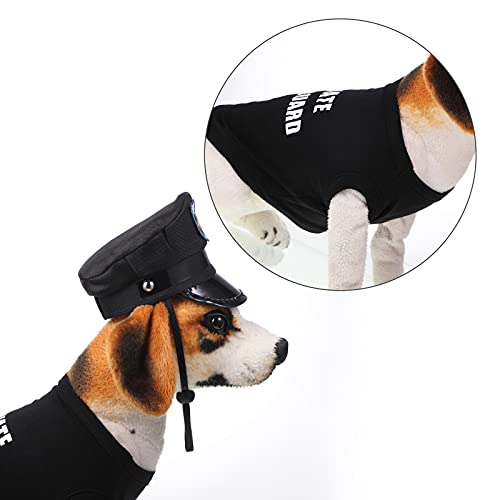 Set de Disfraz de Mascota de Seguridad Camiseta de Perro de Guardaespaldas Privado, Camiseta de Perro Policía, Sombrero y Zapatos Disfraz de Perro Gracioso Ropa de Perros Bonitos