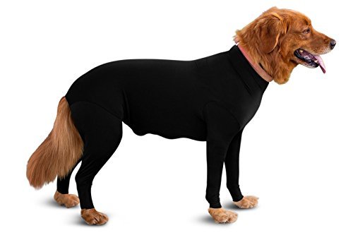 Shed Defender - Perro Onesie/estética - Contiene el derramamiento de Pelo de Perro, Reducir la ansiedad, Reemplazar Cono Médico (L (45-65 lbs.),Negro)