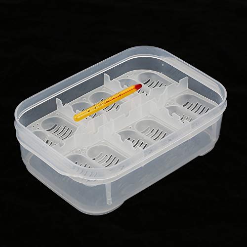 Sheens 12 Compartimentos Reptiles Huevos Incubadora Reptiles Huevos Bandeja de incubación Caja de cría Tramo de incubación con termómetro para lagartos de Serpiente Gecko