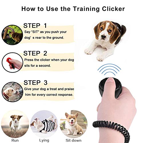 Silbato para Entrenamiento Perros, 3pcs Silbato Perros con Acollador Ultrasonidos y Clicker de Entrenamiento de Perro, Ajustable Silbato Sonido Ultrasónico