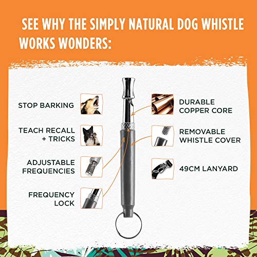 Silbato para Perros para que Paren de Ladrar Simply Natural – Silbatos Ultrasónicos con Núcleo de Cobre para Perros para Hacer Trucos y que Dejen de Ladrar con un Cordón de 49cm