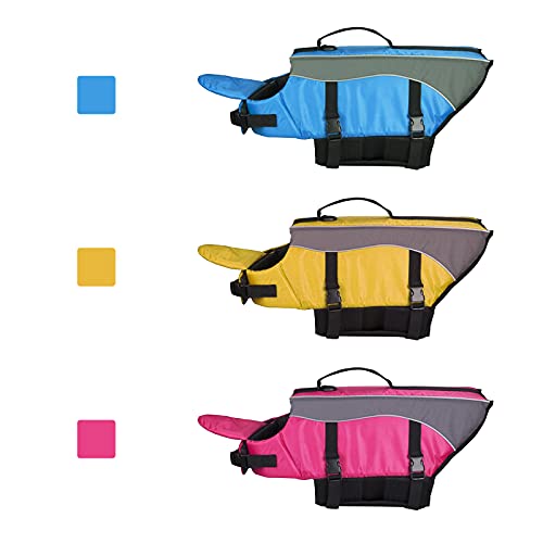 SILD Chaleco Salvavidas Color Pet tamaño Ajustable Perro Salvavidas Seguridad Chaleco Reflectante para Mascotas Salvavidas Chaleco de Vida de Ahorro de Perro Abrigo para natación Surfear, Caza(L)