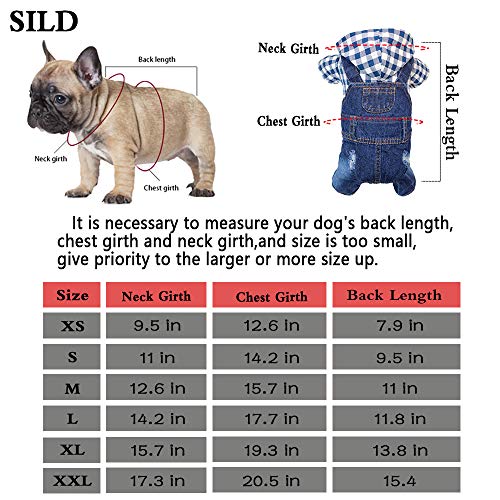 SILD Mono de mezclilla para mascotas, pantalones vaqueros para perros, abrigo azul fresco, chaqueta clásica para perros pequeños, color azul (XL, azul 1)