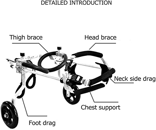 Silla De Ruedas para Perros Silla de ruedas para perros para grandes piernas traseras de perros medianos Arnés de movilidad mascota 2 ruedas Luz de aleación de aluminio ajustable para perros para perr