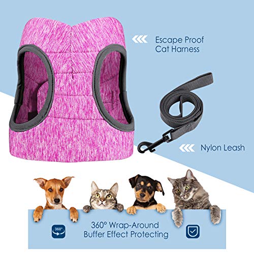 Simpeak Arnés Gatos, Arnés para Gatos con Correa Antiescape, Ajustable Respirante Pequeña Chaleco para Cachorros, Rosado, Medio