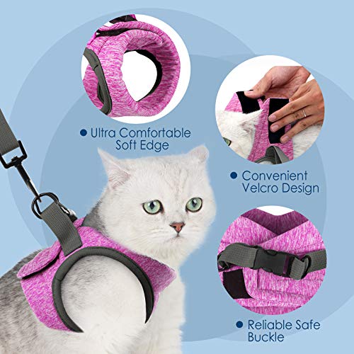 Simpeak Arnés Gatos, Arnés para Gatos con Correa Antiescape, Ajustable Respirante Pequeña Chaleco para Cachorros, Rosado, Medio