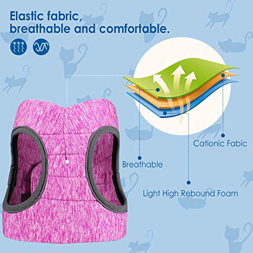 Simpeak Arnés Gatos, Arnés para Gatos con Correa Antiescape, Ajustable Respirante Pequeña Chaleco para Cachorros, Rosado, Medio