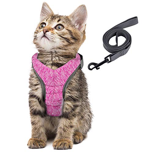 Simpeak Arnés Gatos, Arnés para Gatos con Correa Antiescape, Ajustable Respirante Pequeña Chaleco para Cachorros, Rosado, Medio