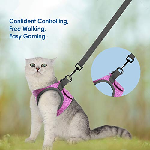 Simpeak Arnés Gatos, Arnés para Gatos con Correa Antiescape, Ajustable Respirante Pequeña Chaleco para Cachorros, Rosado, Medio