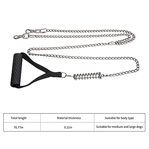 SIVEIS Cadena para Perro de Acero Inoxidable, Correa de Metal para Perros Resistente con Cómoda Manija de Goma, Adecuado para Perros Pequeños, Medianos y Grandes