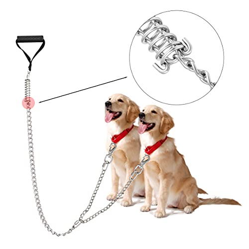 SIVEIS Cadena para Perro de Acero Inoxidable, Correa de Metal para Perros Resistente con Cómoda Manija de Goma, Adecuado para Perros Pequeños, Medianos y Grandes