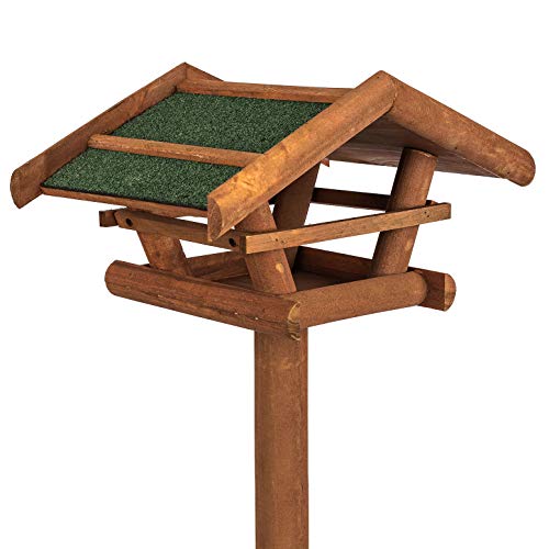 Skojig Comedero para pájaros Hecho de Madera 46 x 22 x 44 cm | Estación de alimentación para el Exterior - Alimentador de Aves Silvestres | Casa de pájaros para Poner de pie - Techo Impermeable