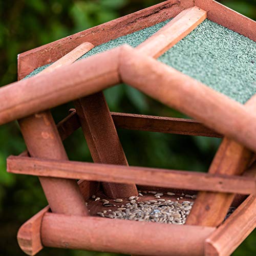 Skojig Comedero para pájaros Hecho de Madera 46 x 22 x 44 cm | Estación de alimentación para el Exterior - Alimentador de Aves Silvestres | Casa de pájaros para Poner de pie - Techo Impermeable