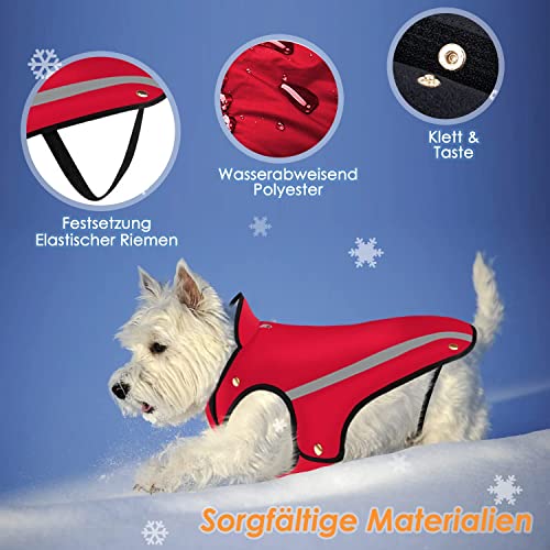 SlowTon Abrigo para Perro Impermeable, cálida Chaqueta Perro de Invierno,Forro de Franela Desmontable Abrigo Perro Cuello Ajustable y Chaleco del tamaño del Pecho para Perro con Raya Reflectante