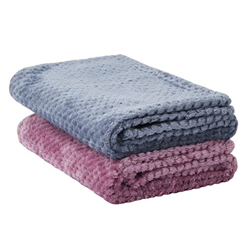 SLSON Paquete de 2 mantas para perros, lavables, suaves y cálidas, para fundas de cama, mantas para gatos, para sofá, coche, viajes, 70 x 100 cm, morado y azul oscuro