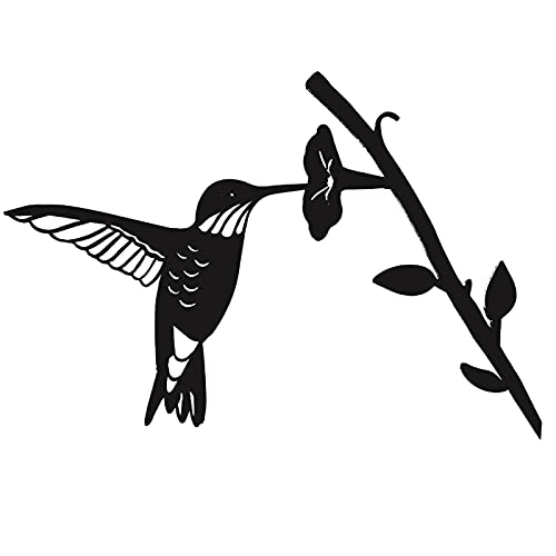 Smaler Silueta de pájaro de metal – Negro Hierro forjado Vogel Vogel Vogel Silhouette Voggel en la AST, colibrí Wand-Dekor para el jardín de casa, patio terraza al aire libre