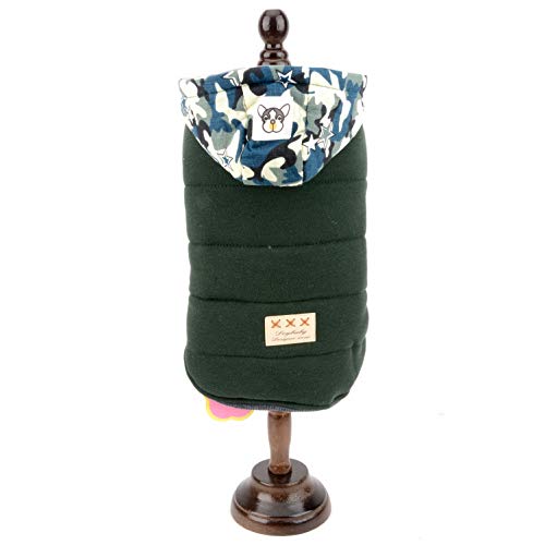 SMALLLEE_Lucky_Store Abrigo Sudadera Chaqueta con Capucha Camuflaje Militar Forro Polar Invierno Ropa para Yorkshire Chihuahua Perro Pequeño y Perrito Verde S