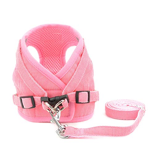 smalllee_Lucky_Store - de Pana arnés y Correa para Gatos antiescape Anti tirones arnés y correaes para Perros pequeños,Reflectante no se escapen Ajustable, Chaleco para Cachorros,Rosado,XS