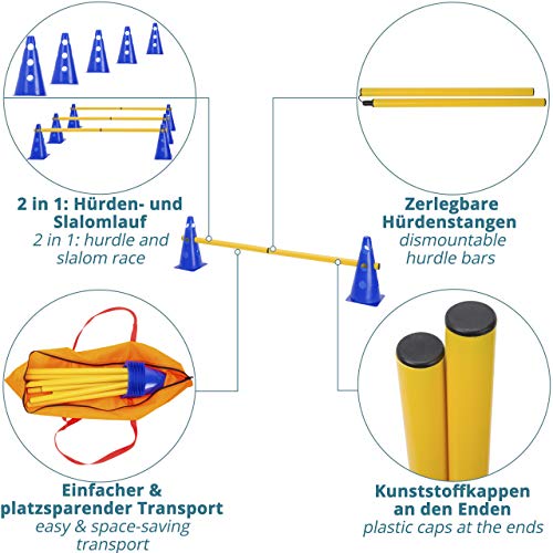 smartpeas 18 Partes Set Agility Perros Azul – Vallas Entrenamiento – cavaletti – Picas Entrenamiento niños, Perros, Caballos +MÁS: Bolsa & Frisbee