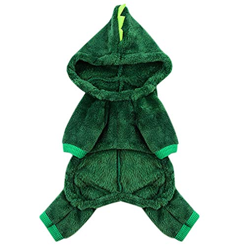 Smilikee - Ropa divertida para perro, diseño de dinosaurio, con capucha de peluche, para Halloween, fiesta de Navidad