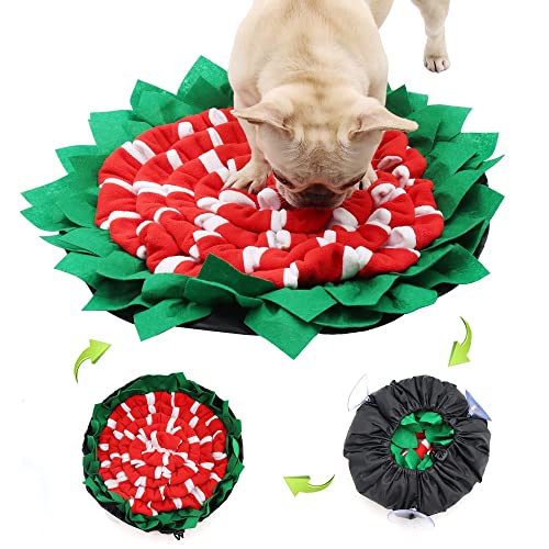 Snuffle Mat para perros, puppies Brain Training Pad, cuenco dispensador de tratamiento lento con ventosas, alivio del estrés para mascotas en interiores y exteriores (rojo)