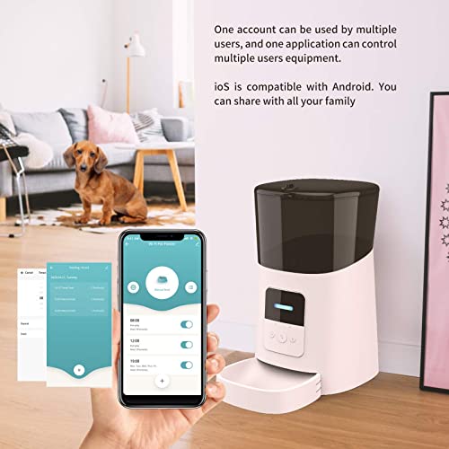 socio 6L Comedero Automático para Perros y Gatos, Alimentador automático WiFi Temporizadory Aplicación de Control Remoto 1-6 Comidas por día(Blanco)