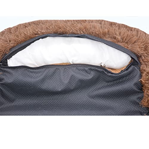 Sofá Cama con Cremallera para Perros Funda extraíble Sofá Cama para Perros Lavable Felpa Perros Perrera Invierno Cálido Dormir Mascotas Nido Cojín Perro-Morado, W80CMxL100CMxOD105CM