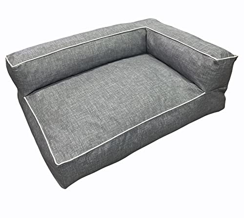 Sofa Cama para Perro Grande Estilo Lounge Perros Mascotas Grandes Copos Viscoelástica 3D, Impermeable, desenfundable 90 x 60 x 35 cm L - Gris