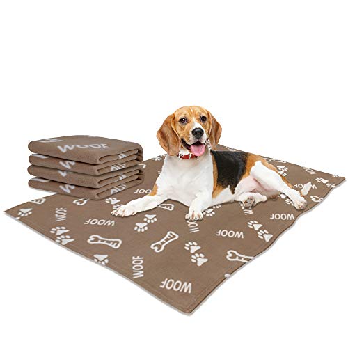 softan Manta para mascotas, cálida y lavable, manta para perros grandes, manta de forro polar premium, paquete de 2, 100 x 120 cm, color caqui