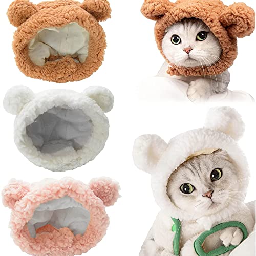 Sombreros Para Gatos Sombrero Para Perros Y Gatos Sombrero Para Gatos, Sombrero Para Mascotas Sombrero Para Gatos, Orejas De Oso Sombrero De Felpa Cachorro Disfraz De Gato (brown,L?15-25 pounds?)