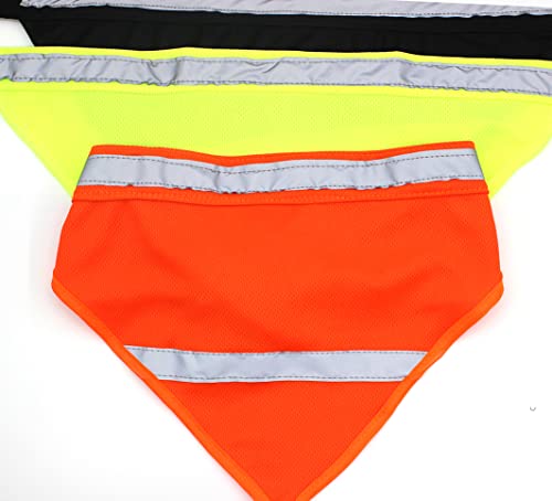 SonneSky 3 Paquetes Bandana Reflectante para Perros Collar con Tira Reflexiva Fluorescent para Mascotas Pañuelo de Seguridad Nocturna Bufanda Mediano/Grande,Verde Fluorescente + Negro + Naranja