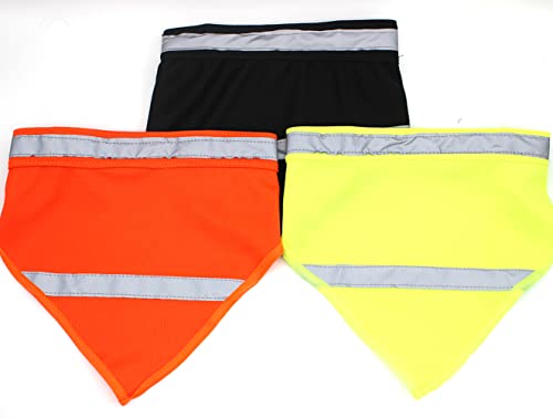 SonneSky 3 Paquetes Bandana Reflectante para Perros Collar con Tira Reflexiva Fluorescent para Mascotas Pañuelo de Seguridad Nocturna Bufanda Mediano/Grande,Verde Fluorescente + Negro + Naranja