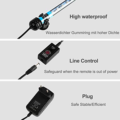 Sonnewelt Iluminación subacuática LED para acuario, cubierta impermeable, 48 cm, 5 W, iluminación subacuática para acuarios