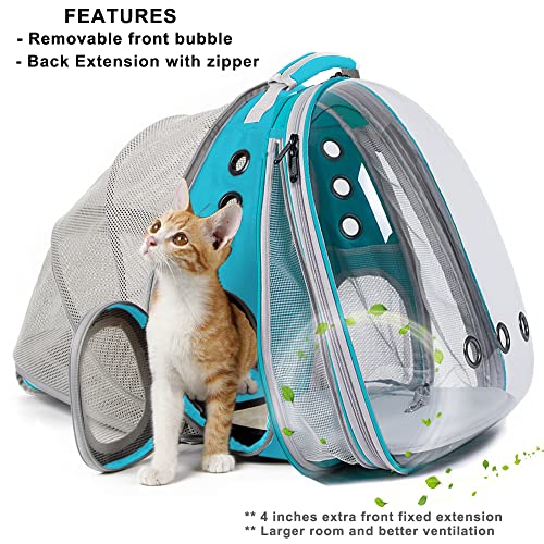 SOURCER Mochila transportadora de gatos grande, frontal y trasera, doble expandible, transparente, para perros pequeños de hasta 9 kg, mochila para gatos gordos.