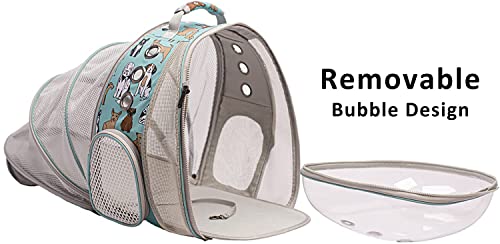 SOURCER Mochila transportadora de gatos grande, frontal y trasera, doble expandible, transparente, para perros pequeños de hasta 9 kg, mochila para gatos gordos.