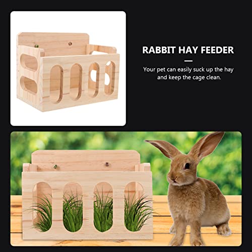 STOBOK Chinchilla Heno Estante Natural Conejito de Madera Heno Alimentación Guinea Heno Tenedor Conejo Alimento Dispensador Jaula Accesorios para Hámster Conejito Conejo Conejo