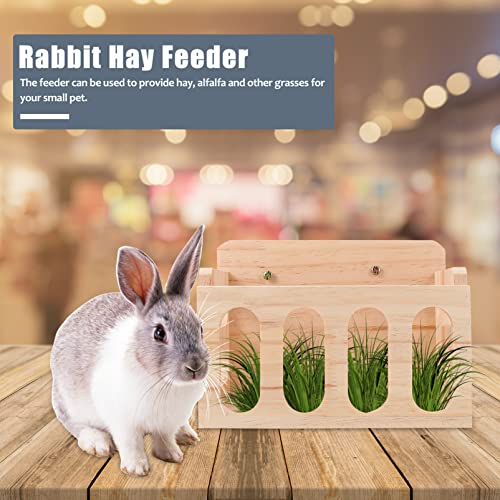 STOBOK Chinchilla Heno Estante Natural Conejito de Madera Heno Alimentación Guinea Heno Tenedor Conejo Alimento Dispensador Jaula Accesorios para Hámster Conejito Conejo Conejo