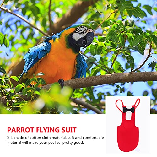 STOBOK Pájaro Pájaro Parrot Traje de Vuelo: Pañales de Loros Lavables Reutilizable Pájaro Traje Ropa Parrot Pañal de Pañal Pañales con Pañuelo de Pájaro con Pajarita para Budgie Red S