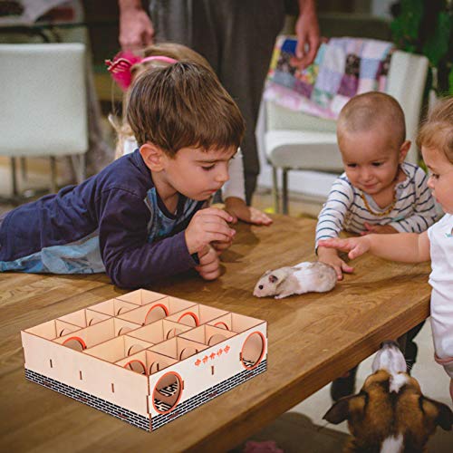 STOBOK Túnel de Laberinto de Madera Juguete para Mascota Pequeña Hámster Hámster Rata Jerbo Mascota Pequeña Actividad Animal Juego de Juguete Casa de Hámster Pequeña Jaula de Juguete M