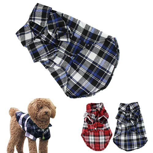 strimusimak Cute Pet Dog Puppy Plaid Shirt Coat Clothes T-Shirt Top Apparel Size XS S M L