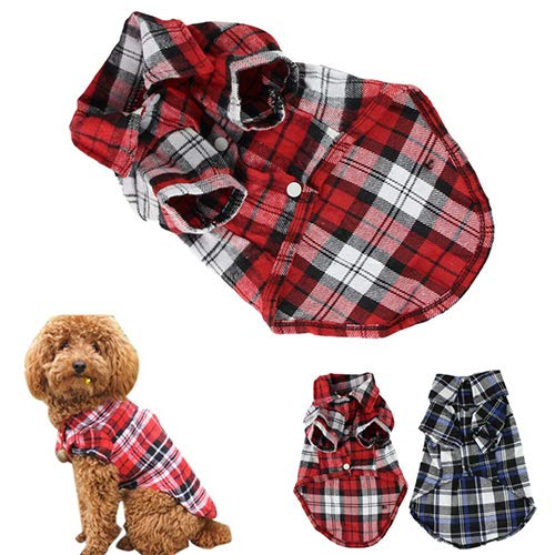 strimusimak Cute Pet Dog Puppy Plaid Shirt Coat Clothes T-Shirt Top Apparel Size XS S M L