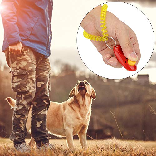 stronerliou 7 Piezas Mascota Perro Gato Cachorro muñeca Ajustable Clicker Entrenador guía de Entrenamiento con Anillo de Goma