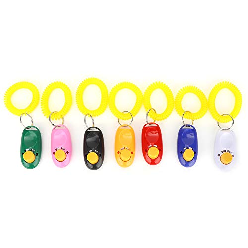 stronerliou 7 Piezas Mascota Perro Gato Cachorro muñeca Ajustable Clicker Entrenador guía de Entrenamiento con Anillo de Goma