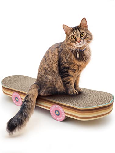 SUCK UK | Patineta para rascar para Gatos | Juguete para rascar en Forma de monopatín | Juguetes interactivos para Gatos | Regalos para Gatos y Gatitos