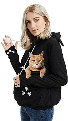 Sudaderas con Capucha Jersey De Manga Larga para Mascotas, Gato, Perro, Canguro, Sudaderas con Capucha-Negro_SG