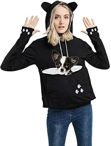 Sudaderas con Capucha Jersey De Manga Larga para Mascotas, Gato, Perro, Canguro, Sudaderas con Capucha-Negro_SG