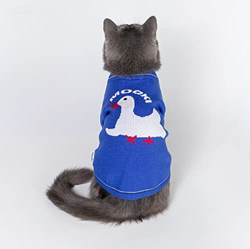 Suéter De Cuello Alto De Ganso Blanco De Gato - Estampado De Dibujos Animados Vintage Invierno Cálido Suave Acogedor Jersey De Punto Para Mascotas, Pijamas Suaves Casuales De Punto Para El Hogar,