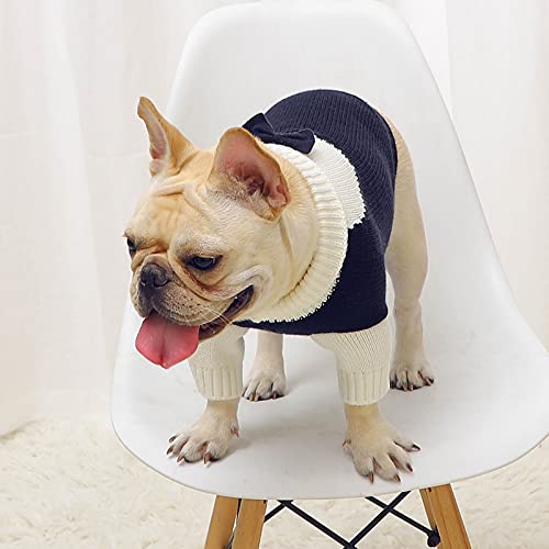 Suéter de perro, ropa de invierno para perro, gato, suéter suave de punto con pajarita, para mantener caliente para interiores y exteriores, clima frío